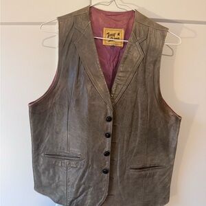 Tony Lama Gray Vintage Leather Vest